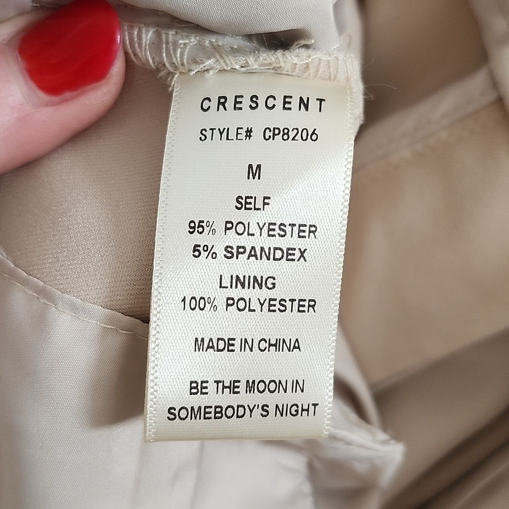 Crescent Wide Leg High Waist Cream/Tan Dress Pants Trousers M - Picture 7 of 8